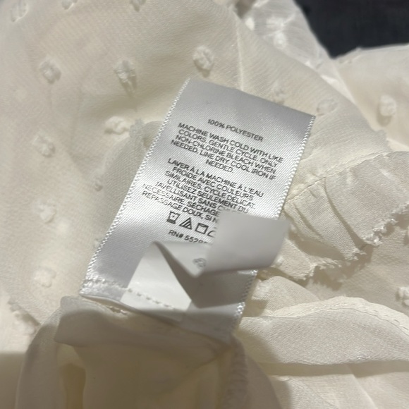 EXPRESS WHITE CHIFFON POLKA DOT LONG SLEEVE BLOUSE - Picture 2 of 2